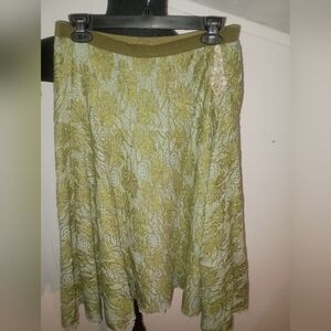 Free People Green and Light Blue A-Line Skirt